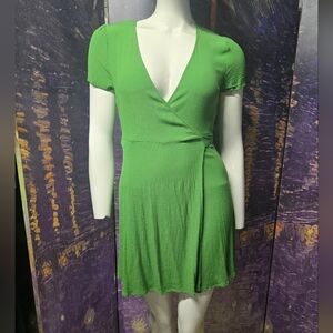 Forever 21 Medium Green Wrap Mini Dress Y2K